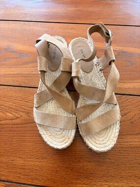 Via Spiga Tan Suede Crisscross Espadrille Sandals